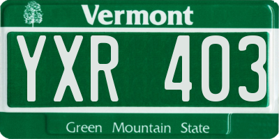 VT license plate YXR403