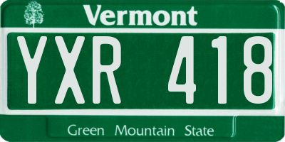 VT license plate YXR418