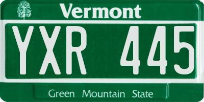 VT license plate YXR445