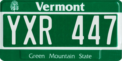 VT license plate YXR447