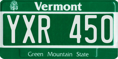 VT license plate YXR450