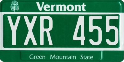 VT license plate YXR455
