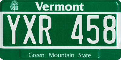 VT license plate YXR458