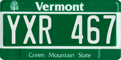 VT license plate YXR467