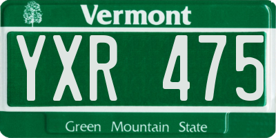 VT license plate YXR475
