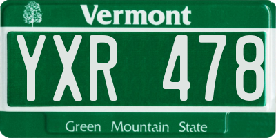 VT license plate YXR478