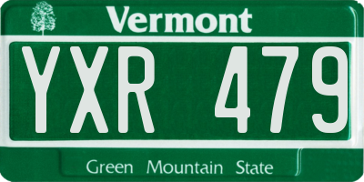 VT license plate YXR479