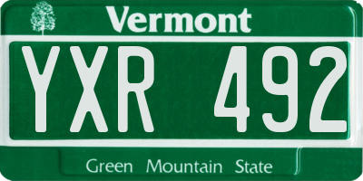 VT license plate YXR492