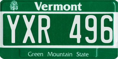 VT license plate YXR496