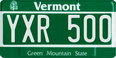 VT license plate YXR500