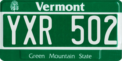 VT license plate YXR502