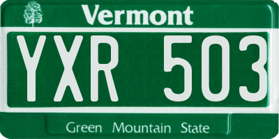 VT license plate YXR503