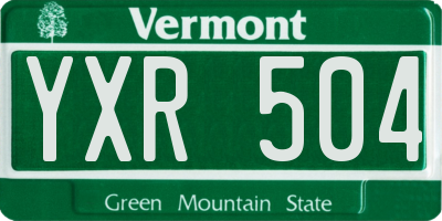 VT license plate YXR504