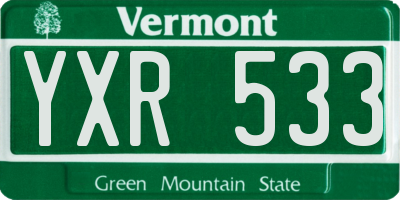 VT license plate YXR533