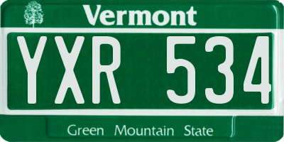 VT license plate YXR534