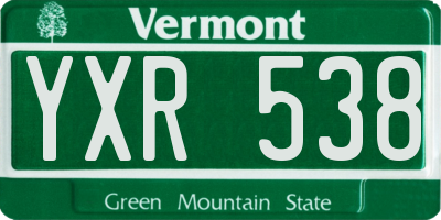 VT license plate YXR538