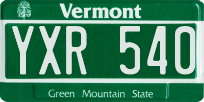 VT license plate YXR540