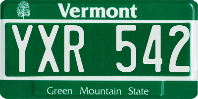 VT license plate YXR542