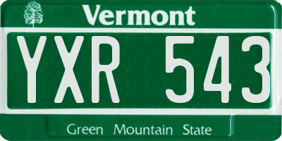 VT license plate YXR543