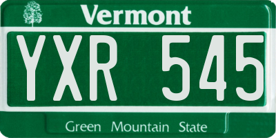 VT license plate YXR545