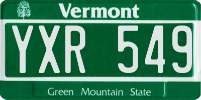 VT license plate YXR549