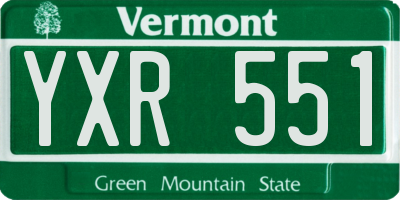 VT license plate YXR551