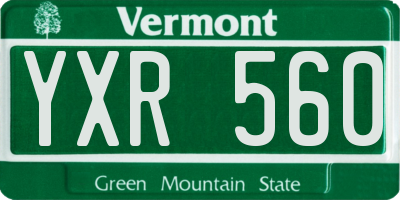 VT license plate YXR560
