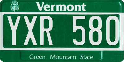 VT license plate YXR580