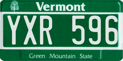 VT license plate YXR596