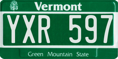 VT license plate YXR597