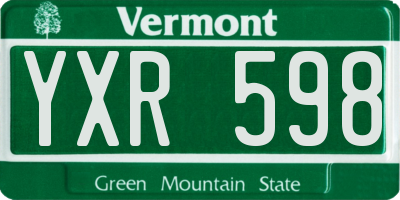 VT license plate YXR598