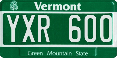 VT license plate YXR600
