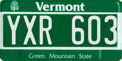 VT license plate YXR603