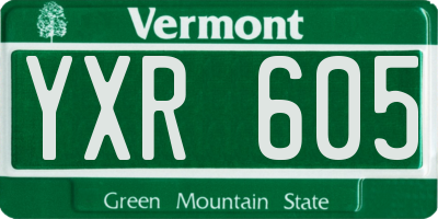 VT license plate YXR605