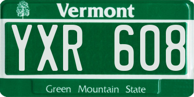 VT license plate YXR608