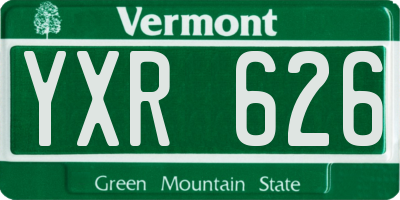 VT license plate YXR626