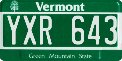 VT license plate YXR643