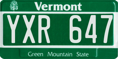 VT license plate YXR647