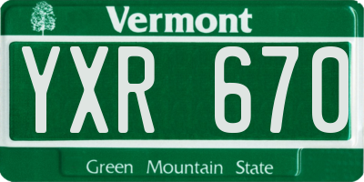 VT license plate YXR670