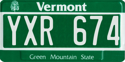 VT license plate YXR674