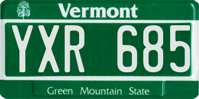 VT license plate YXR685