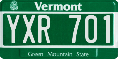 VT license plate YXR701