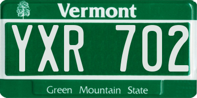 VT license plate YXR702