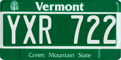 VT license plate YXR722