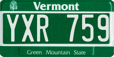 VT license plate YXR759