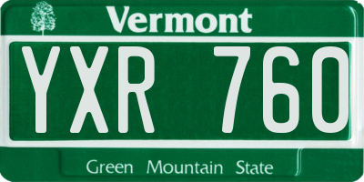 VT license plate YXR760