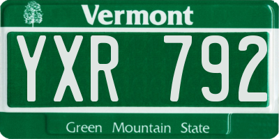 VT license plate YXR792