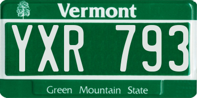 VT license plate YXR793