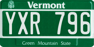 VT license plate YXR796