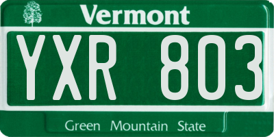 VT license plate YXR803